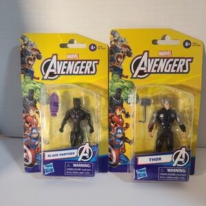 Marvel Avengers Black Panther & Thor Action Figures - Black, Purple, Silver